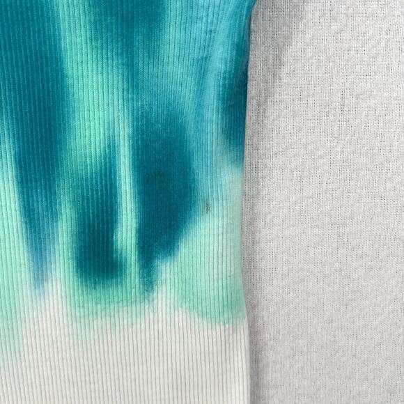 FREE PEOPLE X TRICIA FIX Reworked T-shirt Small Turquoise White Short Sleeve Rib - Picture 12 of 14